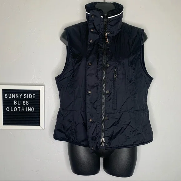 Bogner Black High Neck Puffer Outdoor Zip Vest Fleece Lined Size 8 Women’s - Picture 2 of 10